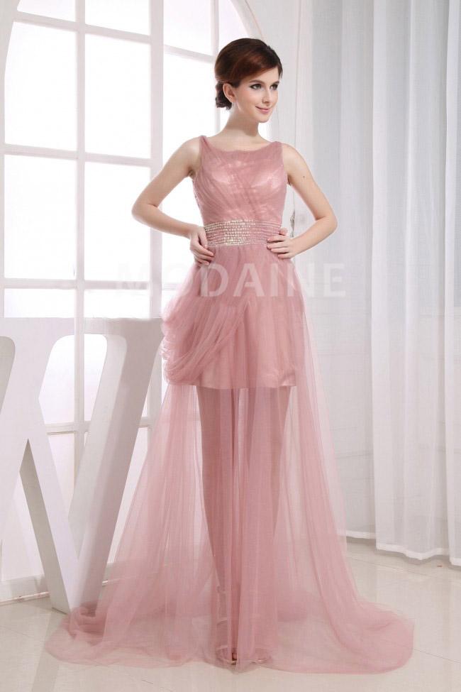 ... de soirÃ©e  Tulle robe de soirÃ©e pas cher col rond traÃ®ne courte